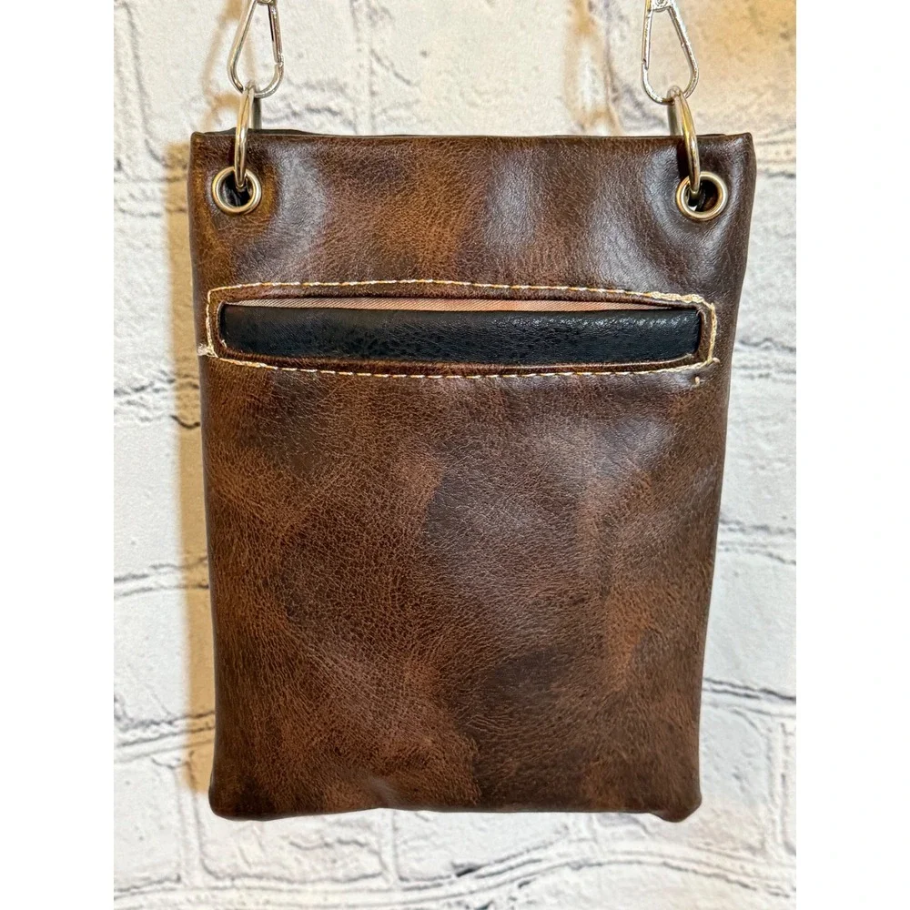 Western Dreamcatcher Embroidered Crossbody Bag Brown Black‎ Studded Rhinestone